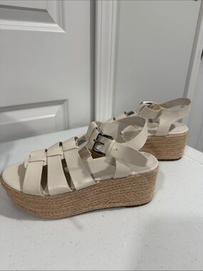 Marc Fisher Cream Espadrille Platform Gladiator Sandals. Slight wear as shown